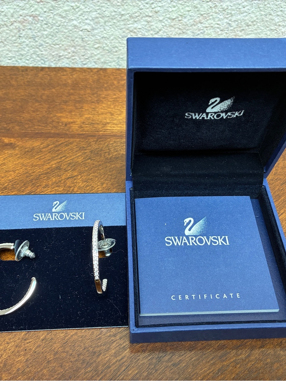 Swarovski Silver Hoop Earrings with Clear Crystals